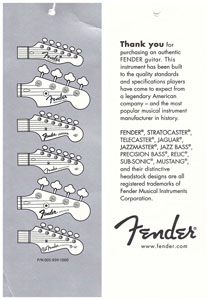 Fender guitar tag