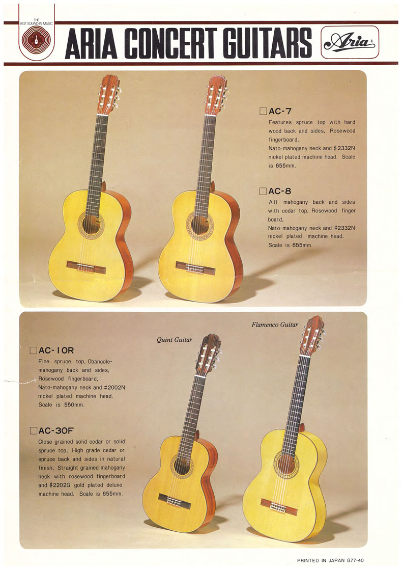 Aria Concert guitars - 1977 D