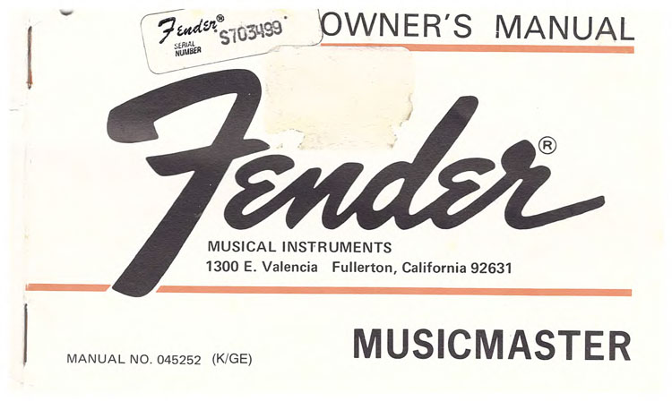 Fender Musicmaster owner's manual