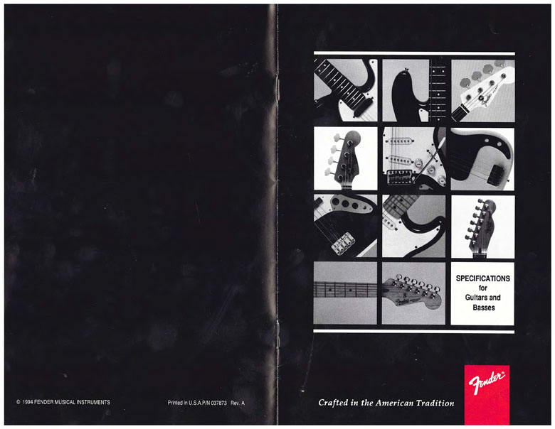 Fender specifications for Guitars and Basses - 1994