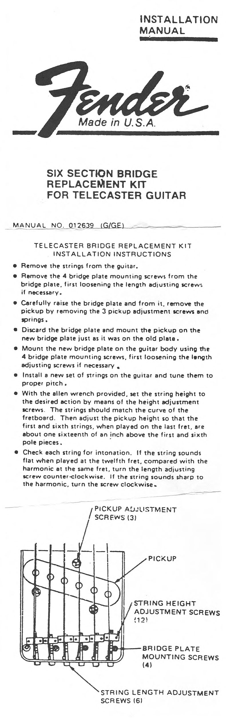 Telecaster manual voor aanpassen 