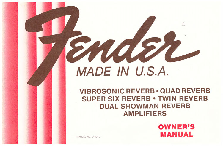 Fender reverb amps owner's manual