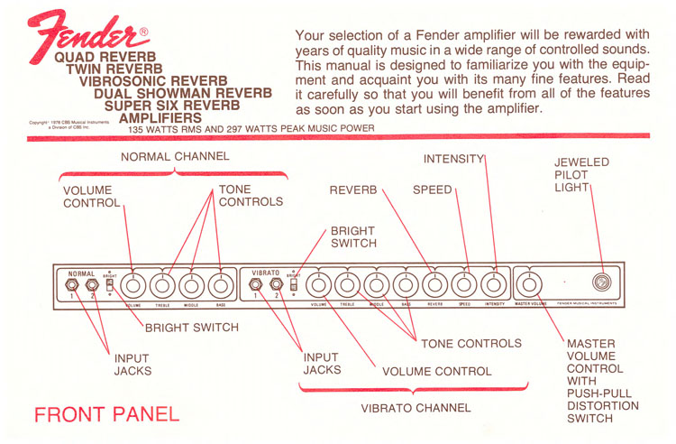 Fender reverb amps owner's manual B