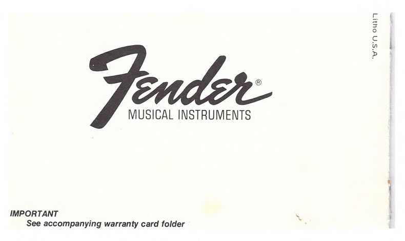 Fender Stratocaster Owner's Manual 1978 K