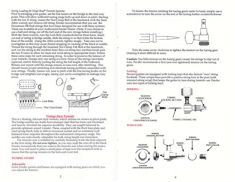 Fender owner's manual for guitars and basses - 1994 D