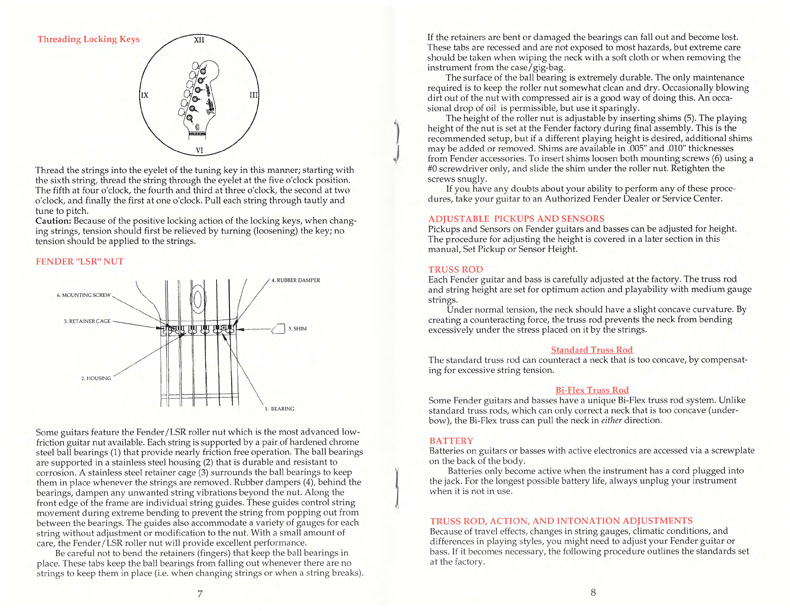 Fender owner's manual for guitars and basses - 1994 E