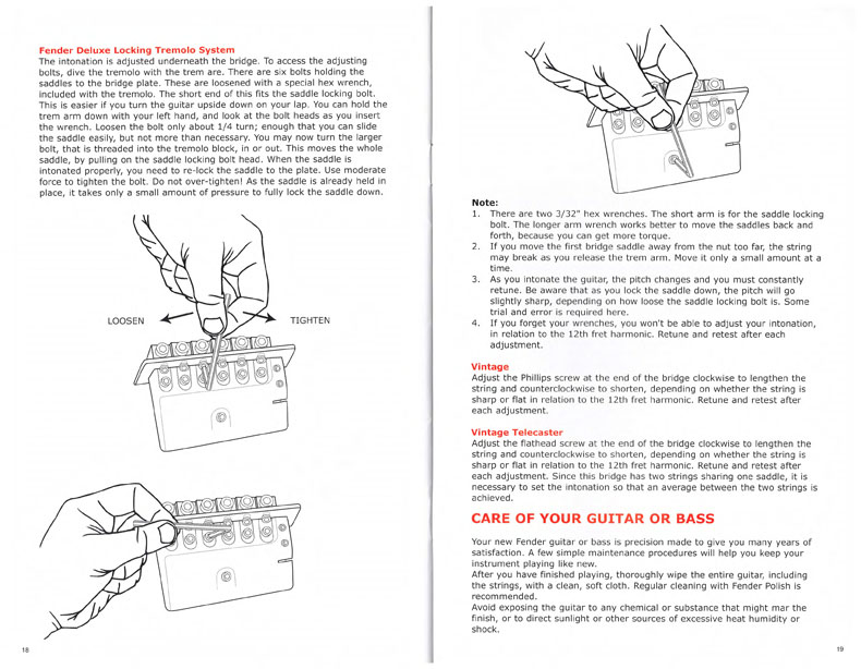 Fender owner's manual - 2002 K