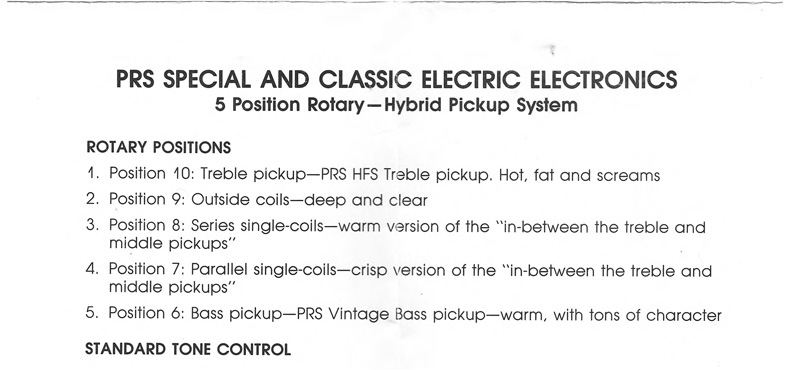 Paul Reed Smith - Position rotary, Tremelo system & Stringing (1990)