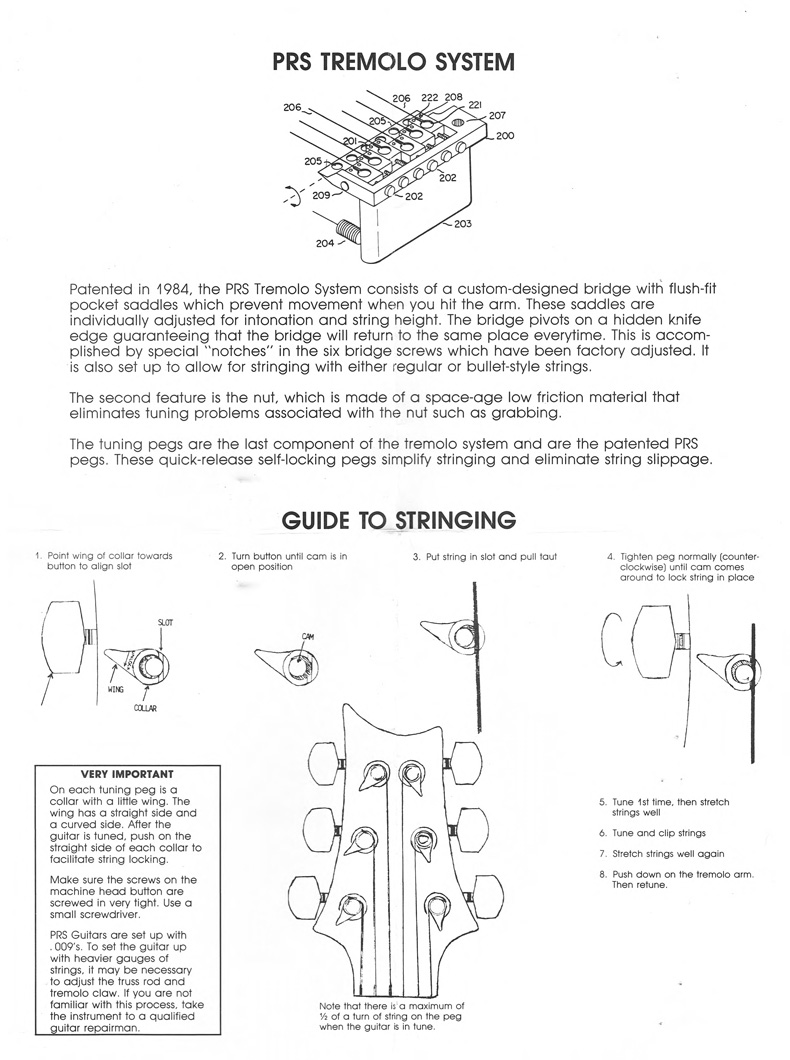 Paul Reed Smith - Position rotary, Tremelo system & Stringing (1990) B